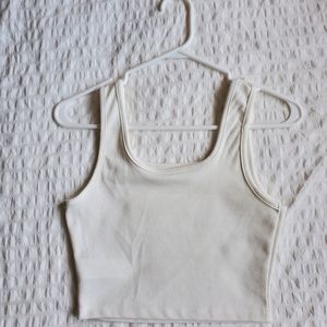 White Cropped Tank Top